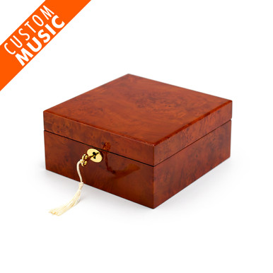 Contemporary Hi Gloss 4-Watch Burl Finish Custom Sound Module Storage Box