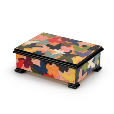 Colorful Abstract 23 Note Italian Music Box with Butterfly Art Inlay ...