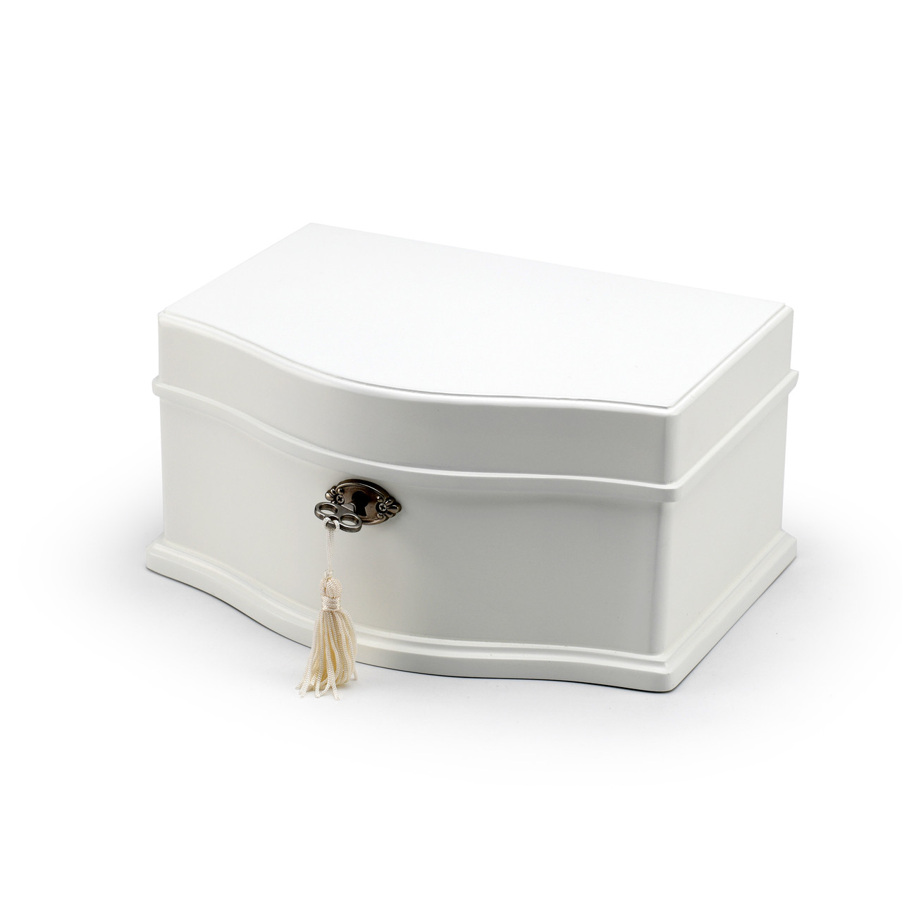 Image of Nostalgic 18 Note White Spinning Ballerina Musical Box with Lock and Key