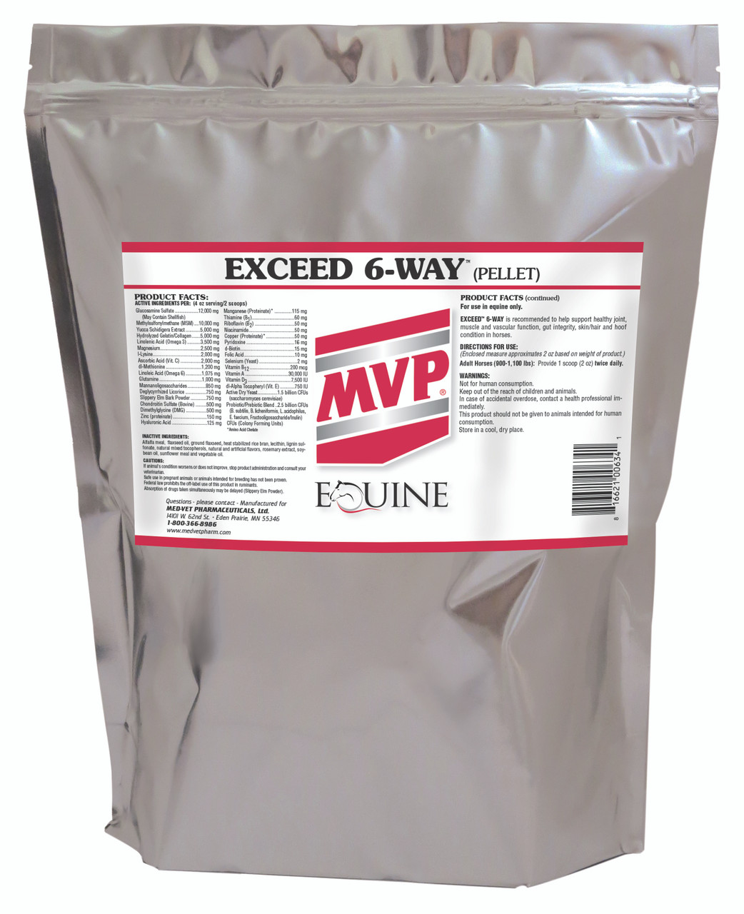 Exceed 6-Way (Pellet) Horse Feed Supplement | Med-Vet Pharmaceuticals