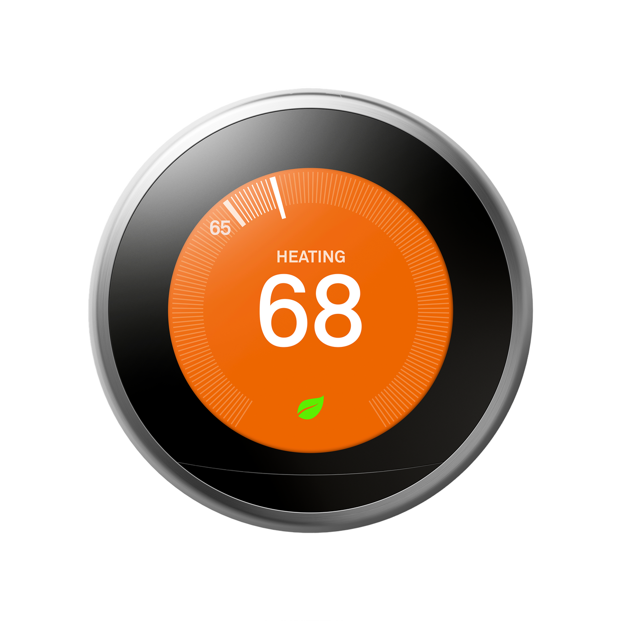 Nest learning thermostat set on heat 68 degrees