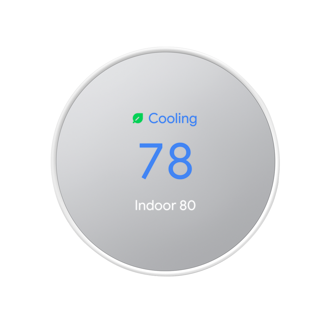 Nest snow white thermostat set to cool 78 degrees