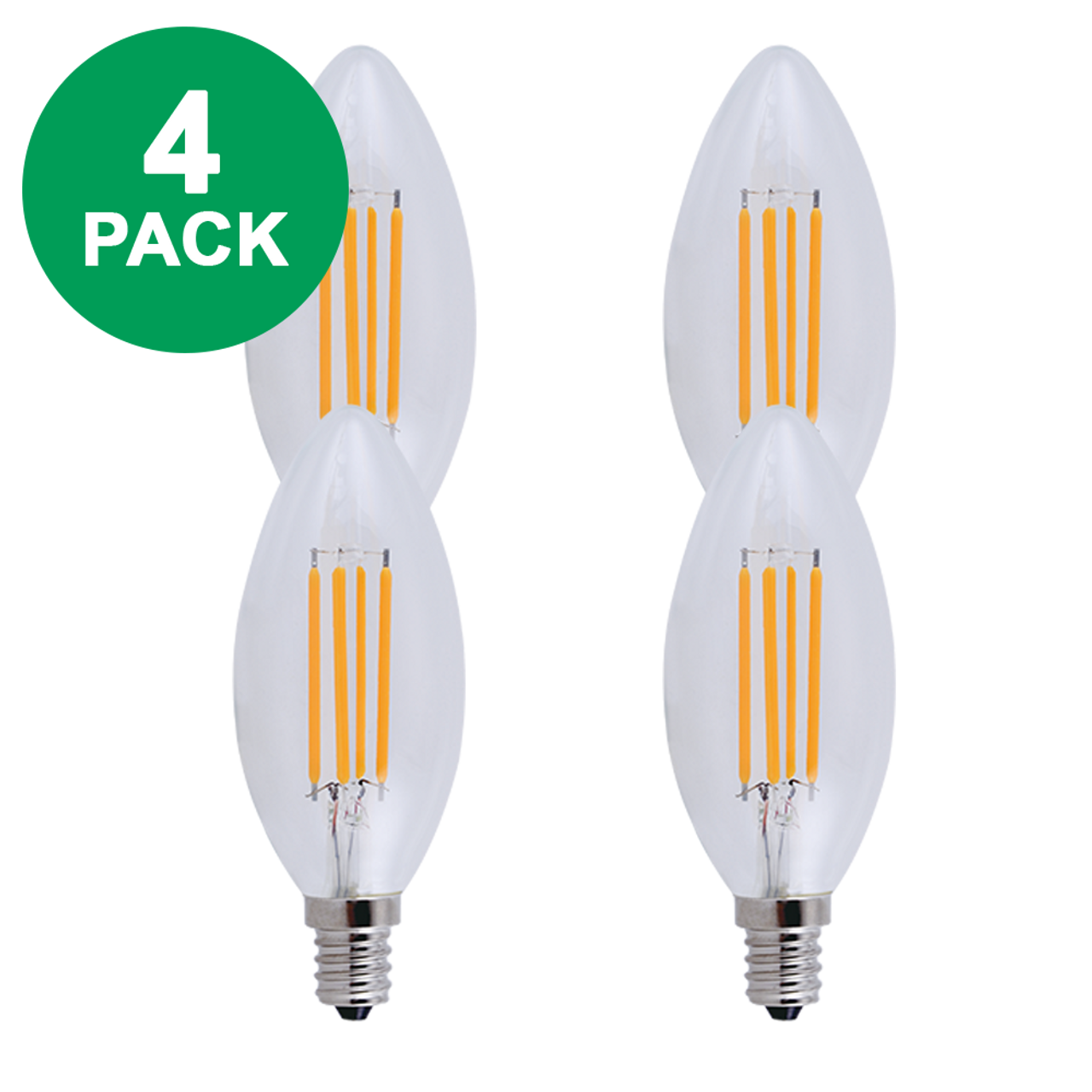 4 Pack Candelabra with Filament