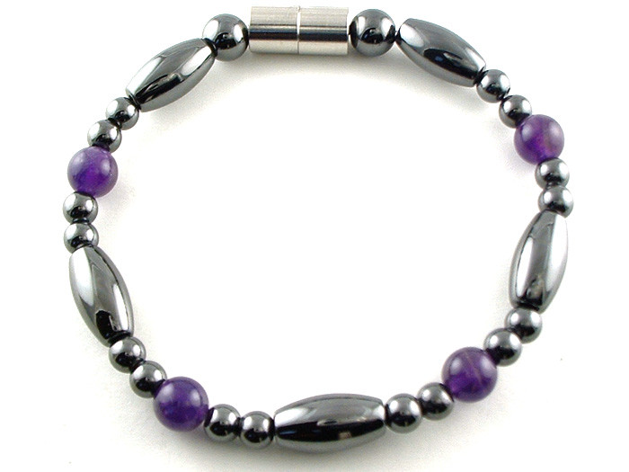 Hematite Magnetic Therapy Anklet Amethyst Saturn
