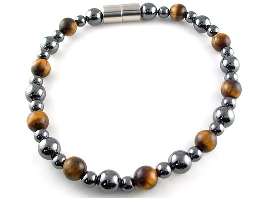 Hematite Magnetic Therapy Anklet Tiger Eye Rounders