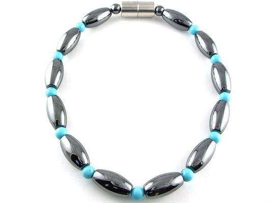 Hematite Magnetic Therapy Anklet Turquoise Rice Duet