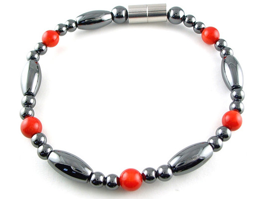 Hematite Magnetic Therapy Bracelet Red Coral Saturn