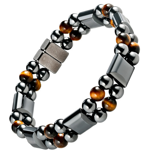 Double Hematite Magnetic Therapy Bracelet Tiger Eye