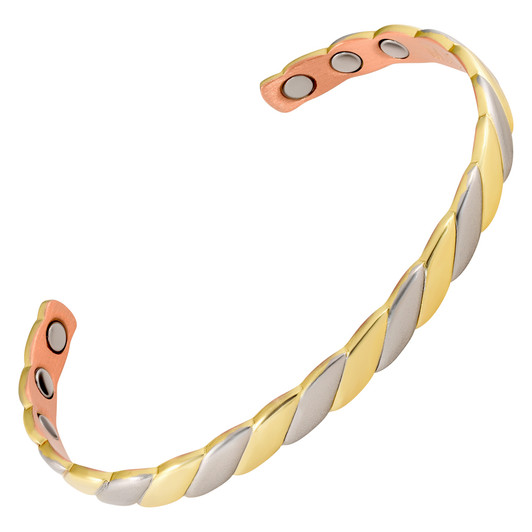 Gold & Satin Silver Twist Copper Magnetic Therapy Bracelet