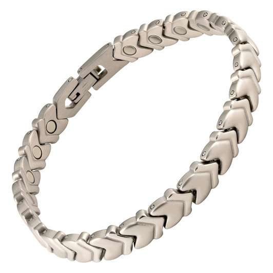 Magnetic Therapy Bracelet Stainless Steel Silver Chevron