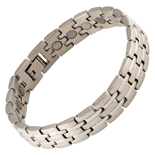 Magnetic Therapy Bracelet Stainless Steel Silver Stripes