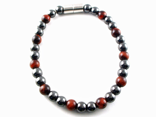 Hematite Magnetic Therapy Necklace Red Tiger Eye Unity