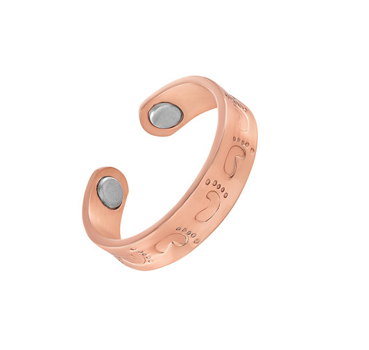 2 Copper Adjustable Magnetic Therapy Rings Footprints
