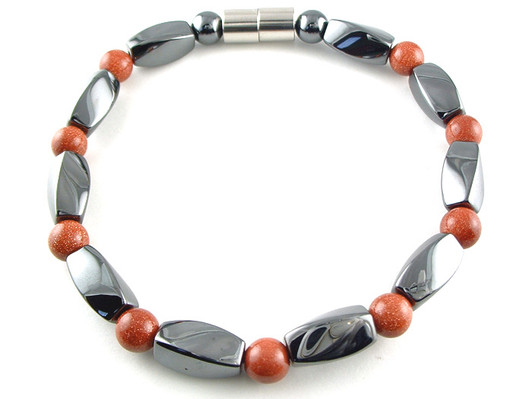 Hematite Magnetic Therapy Necklace Goldstone Twister