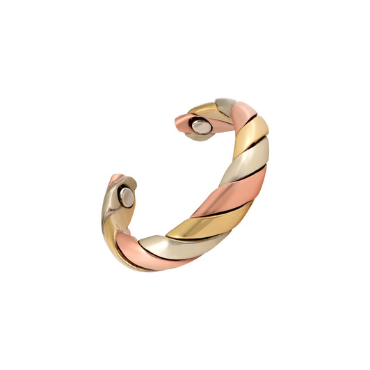 2 Copper Adjustable Magnetic Therapy Rings Triple Swirl