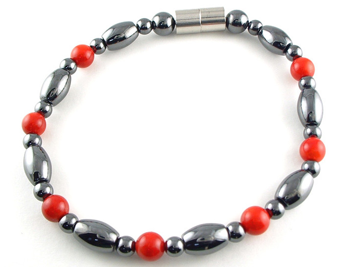 Hematite Magnetic Therapy Anklet Red Coral Venus