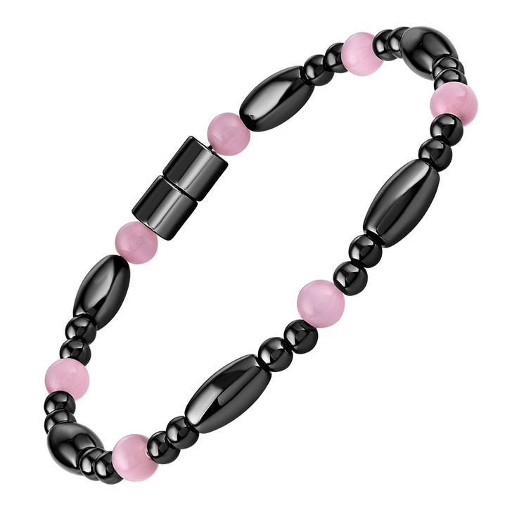 Hematite Magnetic Therapy Anklet Pink Saturn
