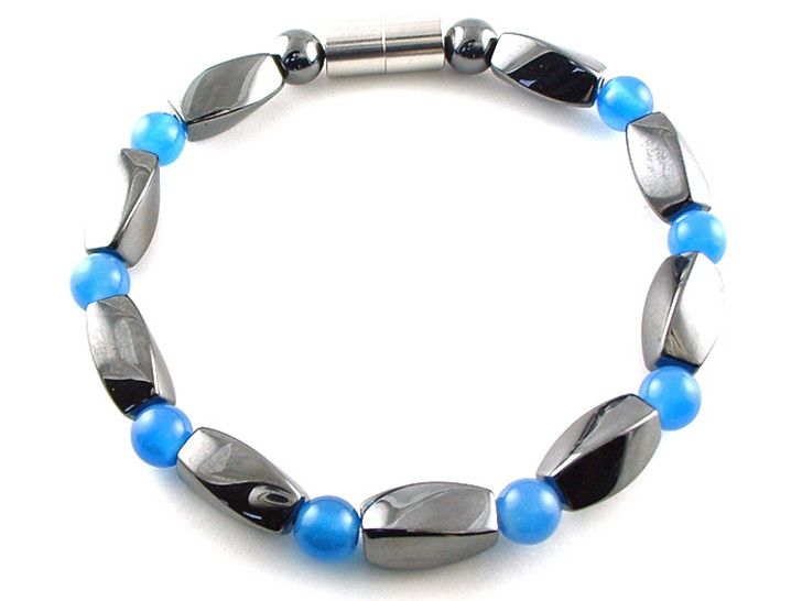 Hematite Magnetic Therapy Anklet Blue Twister