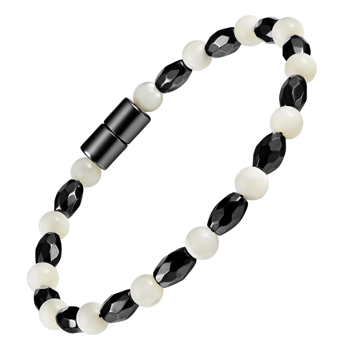 Hematite Magnetic Therapy Anklet Mother of Pearl Marquise