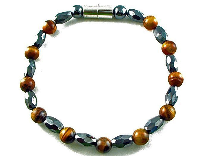 Hematite Magnetic Therapy Anklet Tiger Eye Marquise
