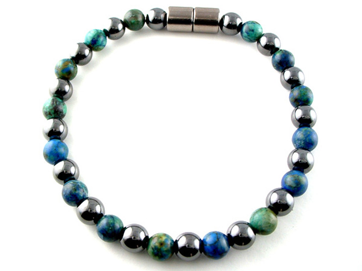 Hematite Magnetic Therapy Bracelet Round & Lapis Duet