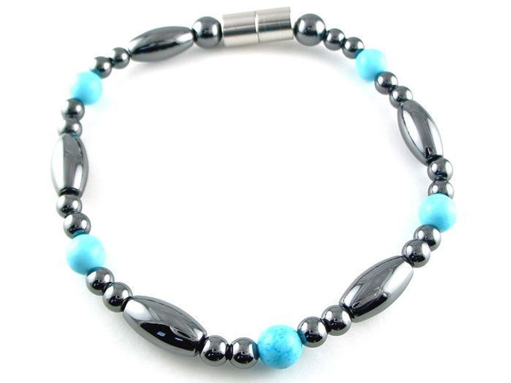 Hematite Magnetic Therapy Bracelet Turquoise Saturn