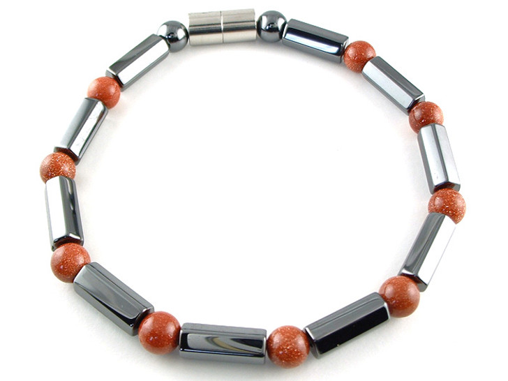 Hematite Magnetic Therapy Bracelet Goldstone Polygons