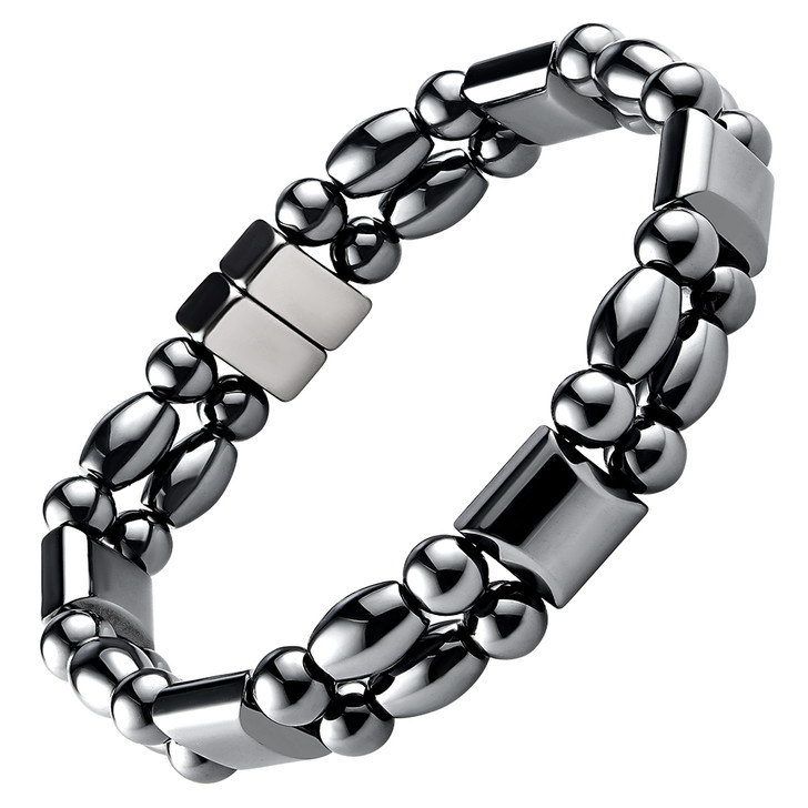Double Hematite Magnetic Therapy Bracelet Rice