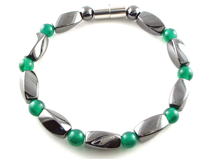 Hematite Magnetic Therapy Necklace Green Twister