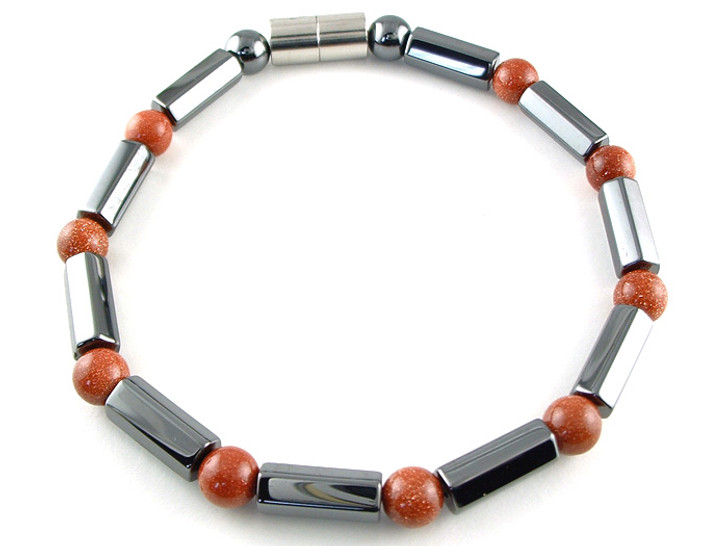 Hematite Magnetic Therapy Necklace Goldstone Polygons