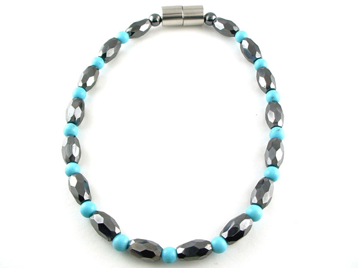 Hematite Magnetic Necklace Turquoise Petite Marquise