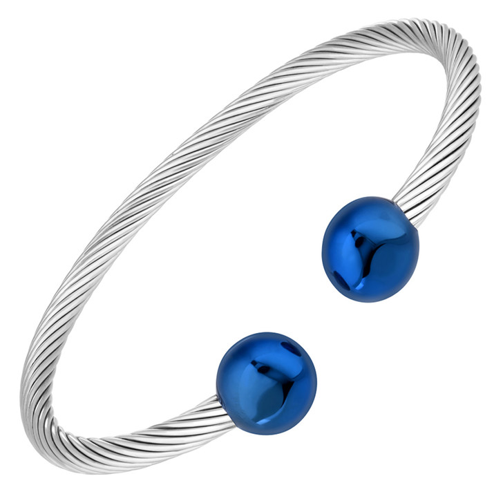 Stainless Steel Magnetic Therapy Bracelet Blue