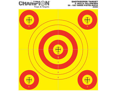 Bull Target Paper Champion 5-Bull Paper Target, Yellow/Orange, 8.5