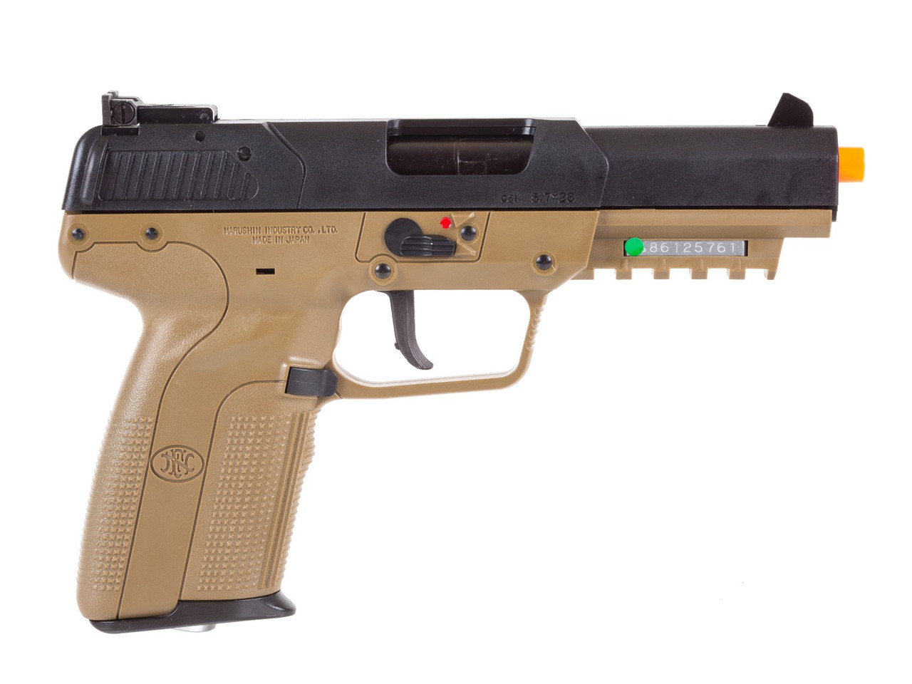 FN Herstal FiveSeven CO2 Blowback Airsoft Pistol, Tan/Black Airgun