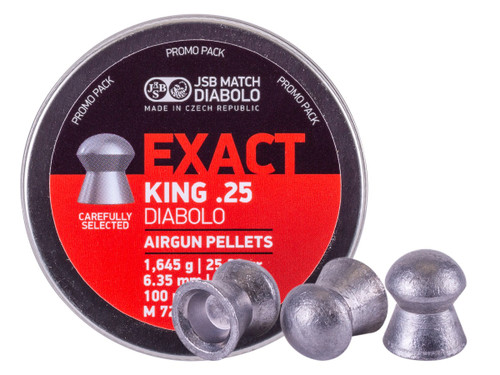 JSB Match Diabolo Exact King .25 Cal, 25.39 Grains, Domed, 100ct