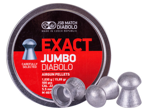JSB Diabolo Exact Jumbo .22 Cal, 15.89 Grains, Domed, 500ct, 4.51mm