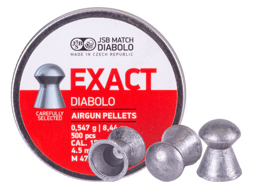 JSB Match Diabolo Exact .177 Cal, 8.44 Grains, Domed, 500ct, 4.50mm