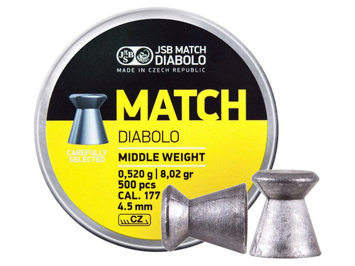 JSB Yellow Match Middle Weight .177 Cal, 8.02 Grains, Wadcutter, 500ct