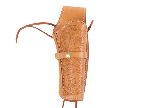 Hand-Tooled Leather Holster, 6" Natural, Right Hand