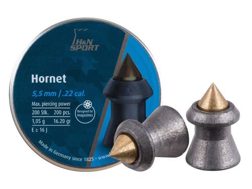 H&N Hornet Pellets, .22 Cal, 16 Grains, Pointed, 200ct