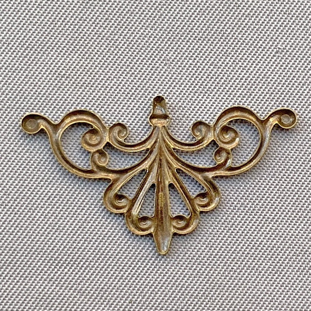 Flourish Corner Filigree Component 16x28mm Antique Plated Brass Q24 Per ...