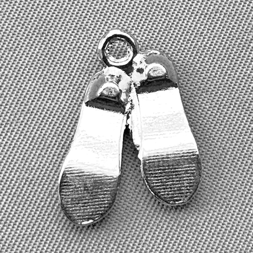 Red Ruby Slippers Shoes Enameled Charms 18x14mm Antique Silver