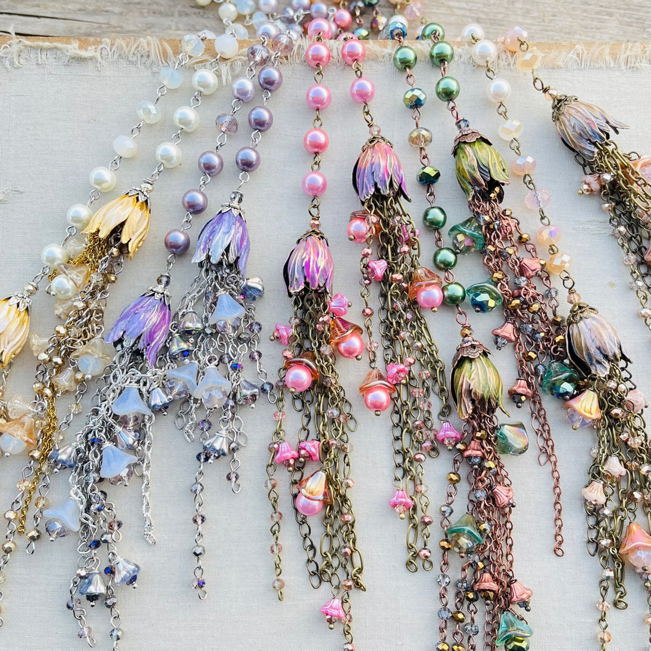 Artisan Bellflower Necklace DIY Jewelry Kit Flower Waterfall Chain