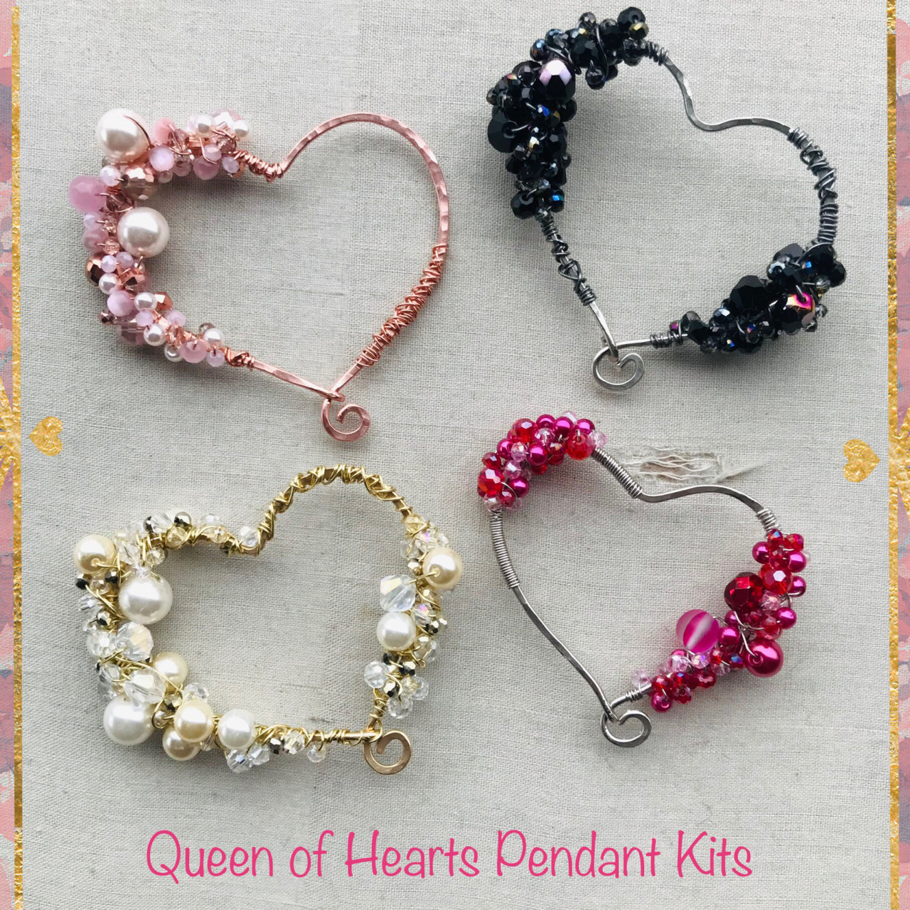 Queen of Hearts Pendant DIY Jewelry Kit Wire Wrapping Per Kit