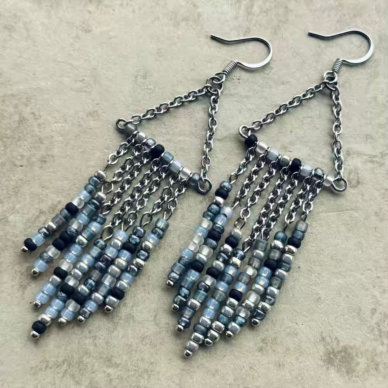 Metallic Eclectic Fringe Chandelier Earrings Artisan Made in the