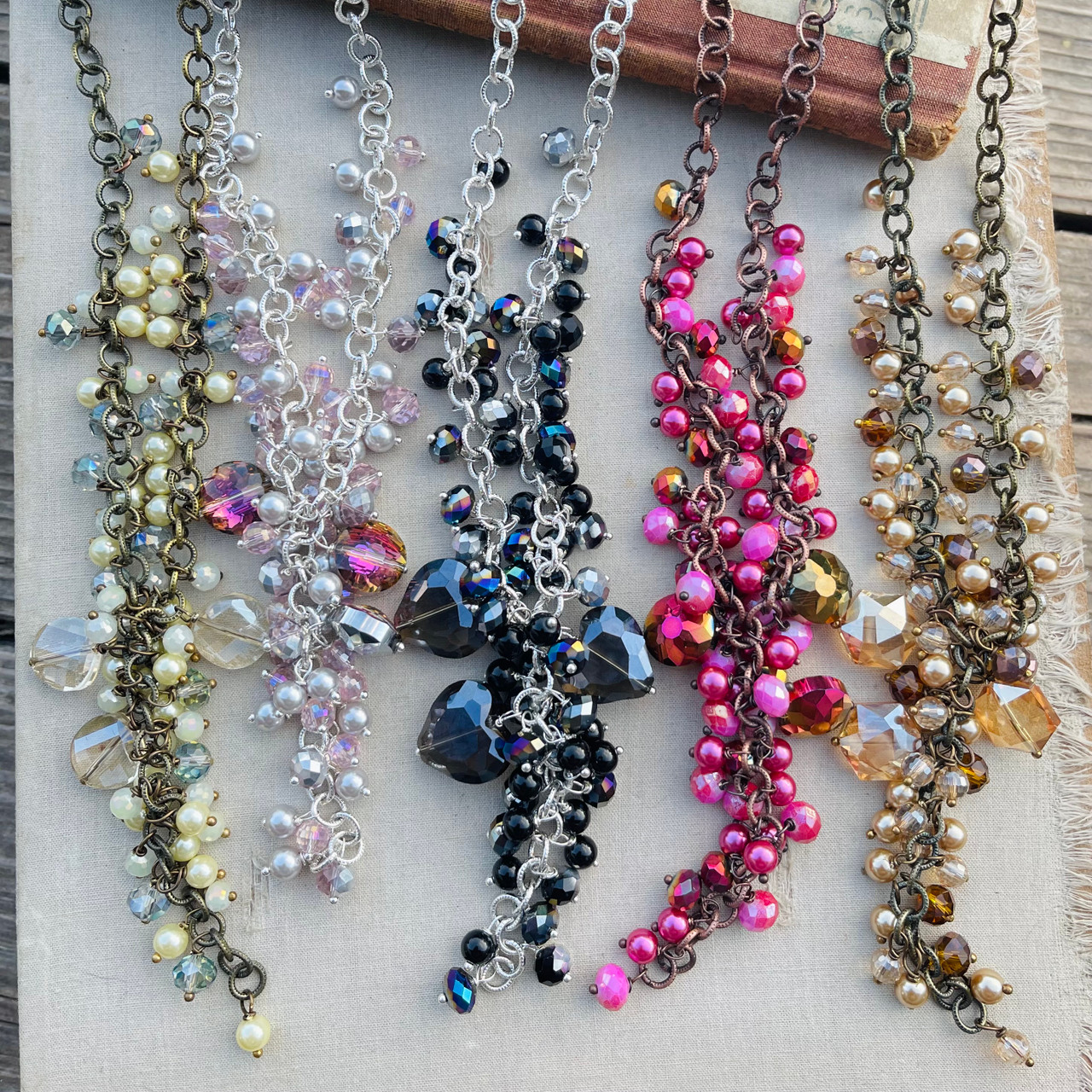 Waterfall Bubbles Necklace DIY Jewelry Kit Pearl Crystal Chain Per