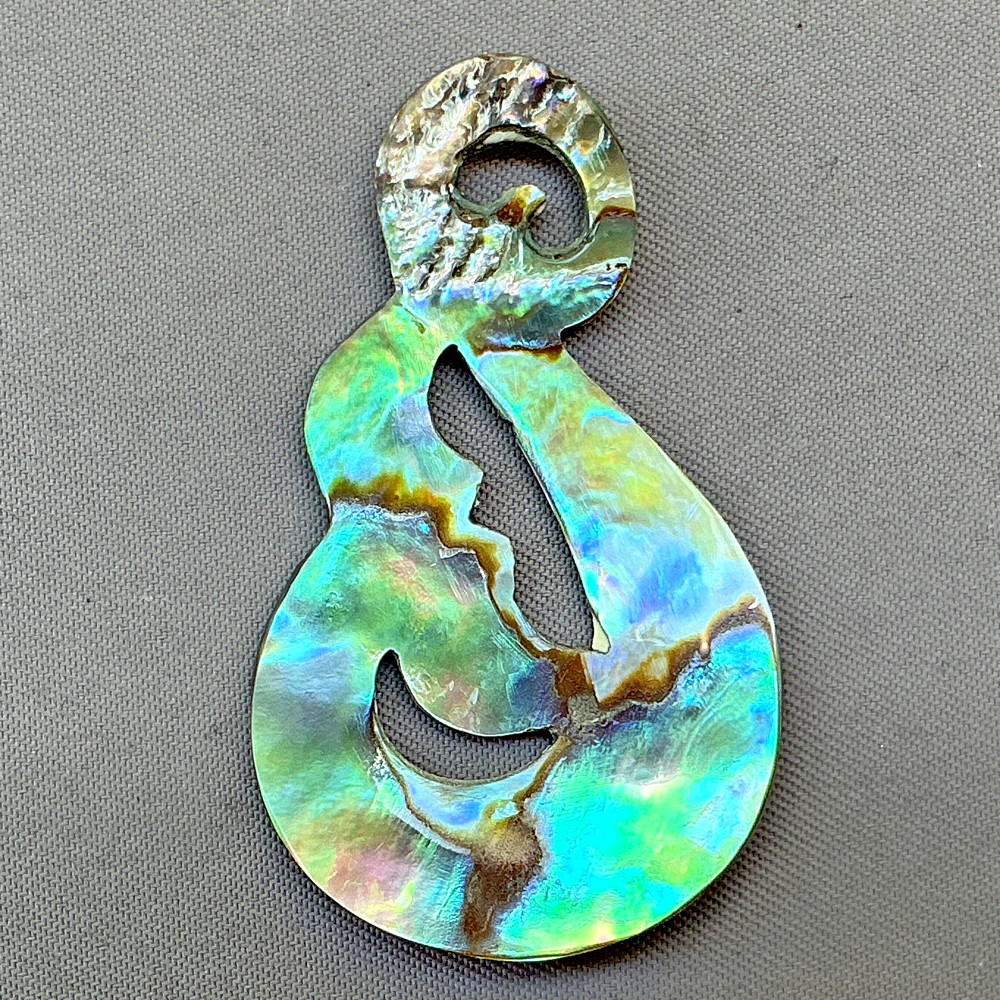 Whale Tail Fish Hook 45x26mm Abalone Shell Pendants Q1 Per Pkg