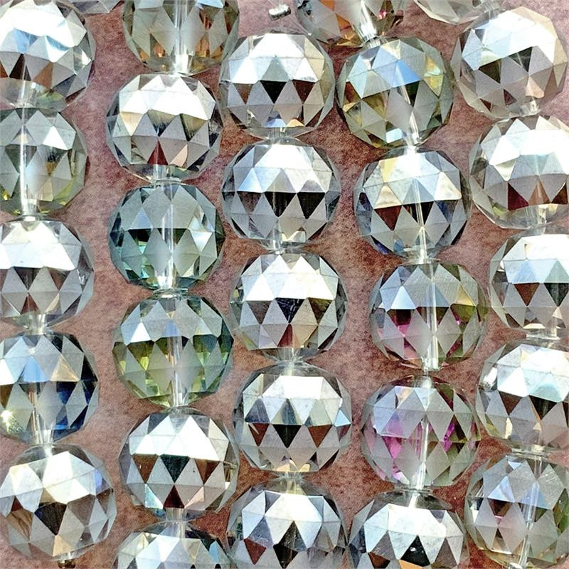 Gray Diamond Twilight Etched Frosted 16mm Faceted Round Ball