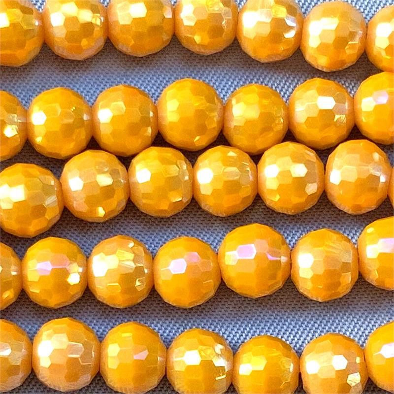 Opaque Mango AB 6mm Faceted Round Disco Ball Chinese Crystal Glass Beads  per Strand