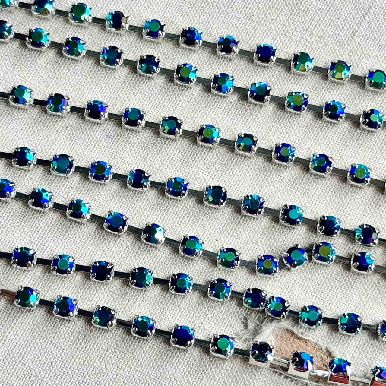 3mm SS12 PP24 Jet Black AB Rhinestone Crystal Cup Chain Per Foot - Dry ...